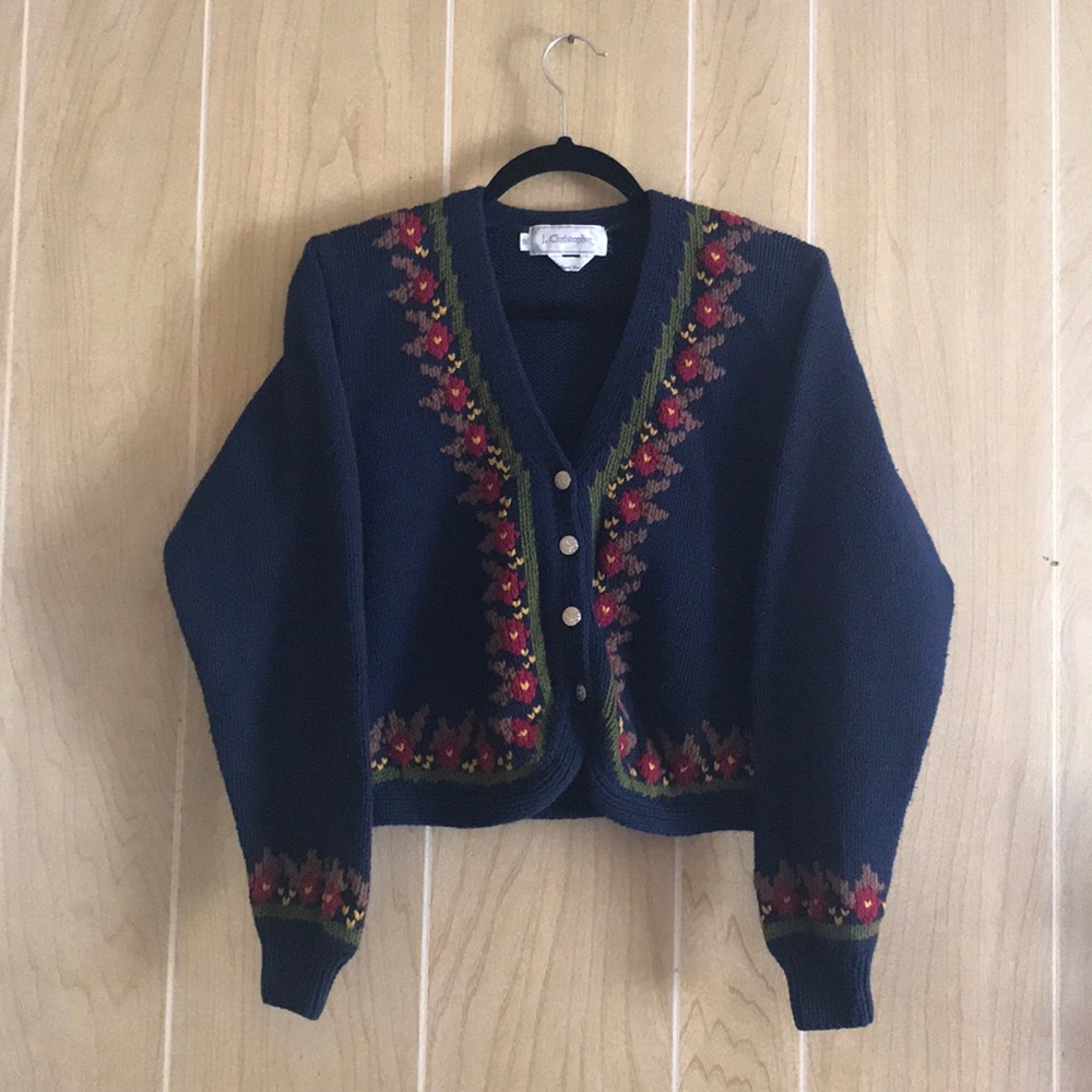 Vtg J Christopher Small Hand Knit Cotton Sweater